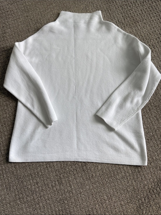 Eileen Fisher Sweaters - Eileen Fisher White Mock Neck Organic Cotton Sweater